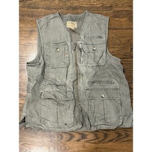 L.L. Bean Khaki Fishing Hunting Vest Vintage Mens Size Large 261497 Vintage Hunt